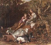 POTTER, Paulus Landscape with Shepherdess Shepherd Playing Flute (detail) ad oil painting artist